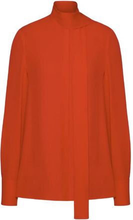 Valentino Garavani Valentino Tie-Neck Silk Georgette Blouse Off Orange 4B3Ab3Y31Mh_Ofi