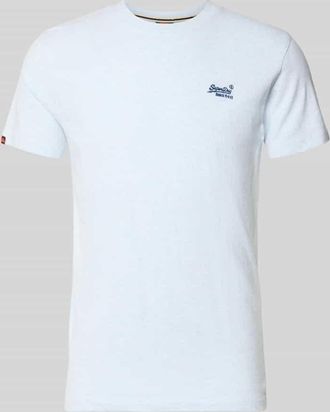 Superdry Regular Fit T-Shirt mit Logo-Stitching in Eisblau Melange, Gr&ouml;&szlig;e XXXL