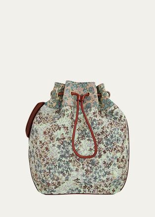 Dries Van Noten Squeeze Small Floral Tapestry Pouch Bag