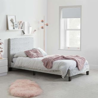Birlea Bed Frame & Mattress Silver Velvet Fabric Sleepsoul Paris in Grey | Size: Single