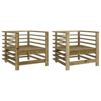 Berkfield Home Garden Chairs 2 pcs Impregnated Wood Pine in Brown