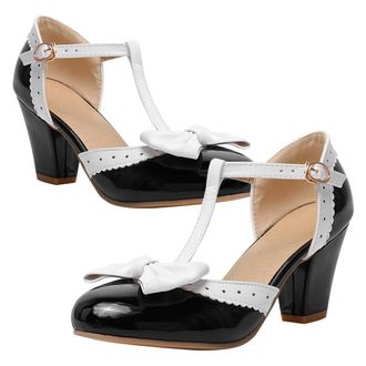 Generic Bow High Heel Sandals for Women, Black Round Toe Closed Back Summer Fashion Sandals, Elegant 41 Size Heeled Shoes Suitable for Party and Office Wear