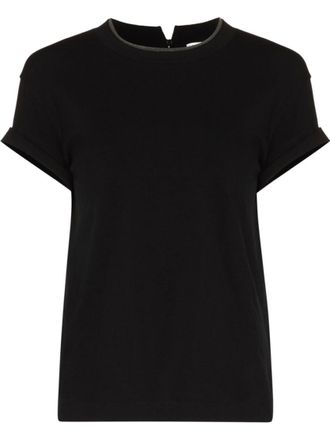 Brunello Cucinelli Black Solid Crew Neck T-Shirt