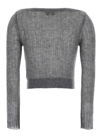 Shushu/Tong Floral Bead-Embellished Knit Cardigan - Gray
