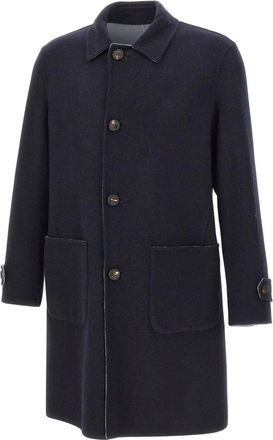 Eleventy Reversible Wollen Jas - Heren - Mantel - Blauw - XL - Wol - Jassen