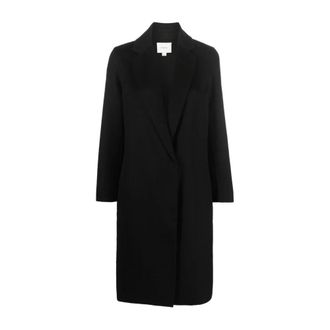 Vince Single-Breasted Coats, female, Black, M, Classic Wool-Blend Straight Coat
