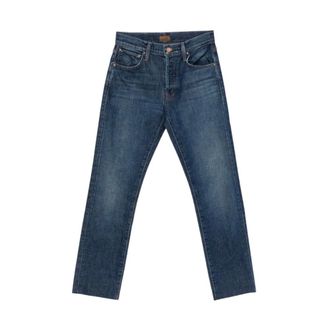 Mother The Mid Rise Hiker Hover Fray - Dames - Jeans - Blauw - Maat: W28 Katoen