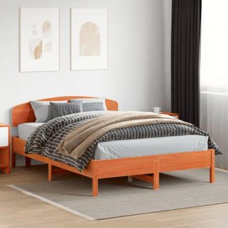 vidaXL Vidaxl - Bed Frame without Mattress Wax Brown 150x200 cm King Size Solid Wood Pine