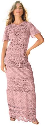 Roaman's Crochet Lace Maxi Dress in Soft Blush at Nordstrom, Size 12