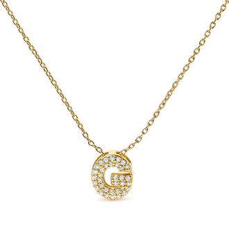 House of Brilliance 10K Gold Diamond Accent A-Z Initial Bubble Pendant Necklace
