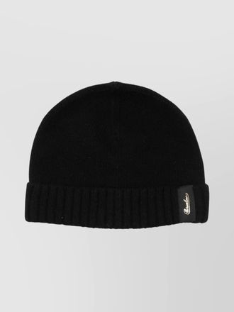 Borsalino cashmere ribbed beanie turn-up brim