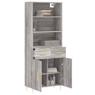 Berkfield Home Highboard Grey Sonoma 69.5x34x180 cm Engineered Wood