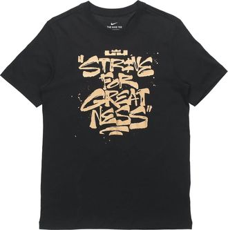 Nike Lebron Strive for Greatness Basketball Sports Printing Round Collar T-Shirt Mens Black DD0786-011