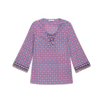 Maliparmi Blouses, female, Blue, Size: 2XL Floral Spin Kaftan