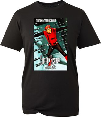 Generic Scarlet Captain Retro Series T-Shirt, Funny British Sci-Fi Parody Tee, Old School TV Poster Style Gift Unisex Top UK (Black, 4XL)
