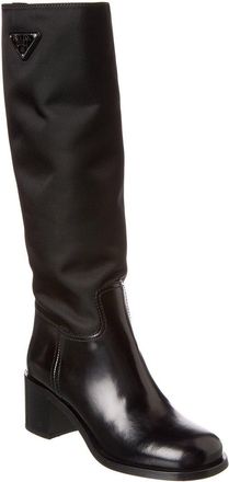 Prada Nylon & Leather Knee High Boot