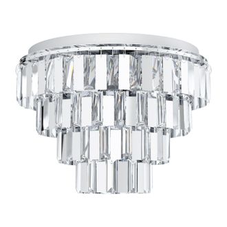 Loops Flush Ceiling Light Colour Chrome Shade Tiered Clear Crystals Bulb E14 7x40W
