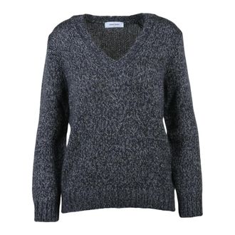Gran Sasso Pullover met V-hals in Lam&eacute; - Dames - V-hals truien - Grijs - XL - Wol - Truien & Vesten
