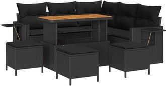 vidaXL Conjunto De Sof&aacute; De Jard&iacute;n Con Coj&iacute;n 9 Pcs Negro Vidaxl