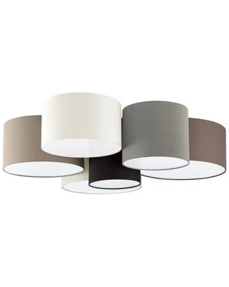 Eglo Eglo Pastore 6 Light Ceiling Light With White/Black/Taupe/Grey & Cappuchino Shades