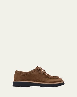 Loewe Faro Suede Lace-Up Derby Shoes