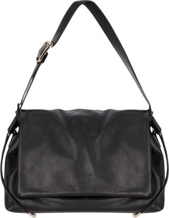 Marella Black Leather Gold-Tone Hardware Shoulder Bag