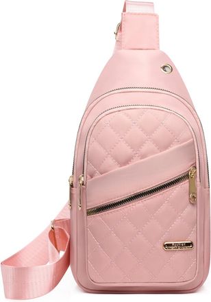 Generic Small Sling Bakpack Crossbody Bags, Crossbody Small Sling Backpack Sling Bag for Women Men, Embroidered Shoulder Bag- Pink
