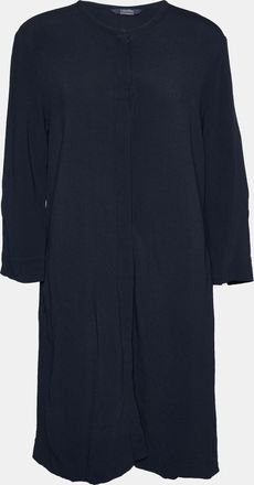 Max Mara Smax Mara Navy Blue Crepe Button Front Shirt Midi Dress