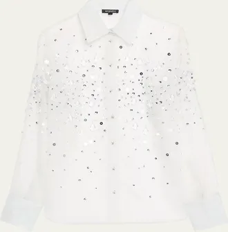 Retrof&ecirc;te Eugenia Embellished Sheer Blouse
