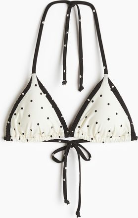 H&M Wattiertes Triangel-Bikinitop - Weiss/Polka Dots