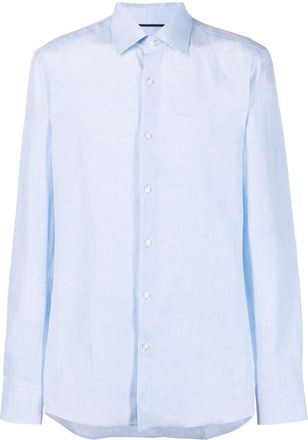 BOSS long-sleeve linen shirt - men - Linen/Flax - 39 - Blue