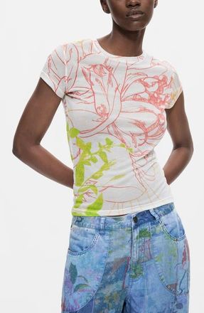 Desigual Floral Print Modal T-Shirt in Multi at Nordstrom, Size X-Small