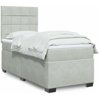 vidaXL Vidaxl - Cama Box Spring Con Colch&oacute;n Terciopelo Gris Claro 100x200 Cm