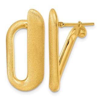 Diamond2Deal 14K Yellow Gold Polished & Brushed Hoop Earrings