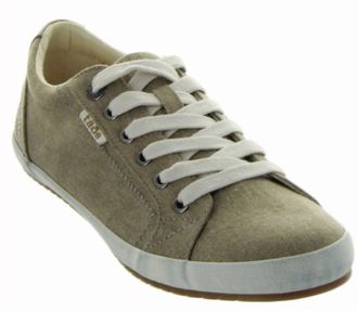 Taos Womens Star Sneakers In Khaki Washed Canvas
