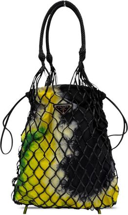 Prada Pre-owned Prada Mesh Leather and Tie Dye Printed Tessuto Bucket Bag Ladies U59ZREI1H8465V69