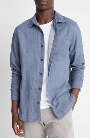 Vince Regular Fit Double Face Button-Up Shirt in Chambray at Nordstrom, Size Xx-Large
