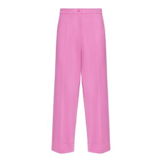 Elena Miro Broeken, Dames, Roze, 2Xl, Polyester, Wijde pijpen broek met omslag