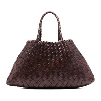 Dragon Diffusion Handbags, female, Brown, Size: ONE SIZE Brown Leather Tote Bag with Braided Handles