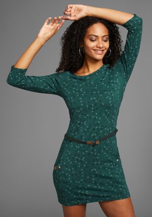 Kangaroos Jerseykleid KANGAROOS, Damen, Gr. 32, N-Gr, gr&uuml;n (dunkelgr&uuml;n), Single Jersey, Obermaterial: 100% Baumwolle, k&ouml;rpernah mini, Rundhals, Kleider Jerseykl