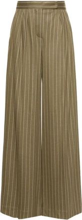Max Mara Wijde Jersey Broek - Dames - Wijde Broeken - Groen - M - Katoen - Broeken