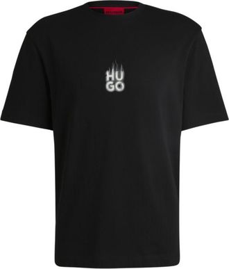 HUGO BOSS Cotton-jersey T-shirt with stacked smoke logo prints