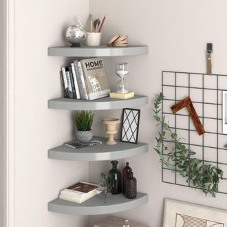 vidaXL Vidaxl - Estantes Flotantes De Esquina 4 Uds Mdf Gris 35x35x3,8 Cm
