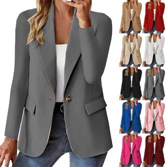 Generic Womens Blazer Suit Elegant Notch Lapel Open Front Cardigan Jackets with Shoulder Pads Ladies Business Work Office Blazer Jacket Formal Smart Loose Bla