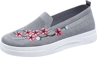 Generic Casual Shoes Womens Mesh Breathable Summer Shoes Womens Elegant Flat Loafer Soft Sole Work Shoes Casual Sports Shoes Comfortable Low Shoes With Embroi