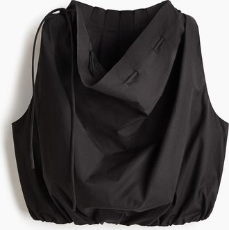 H&M Popelinetop mit Kordelzugdetail - Grau