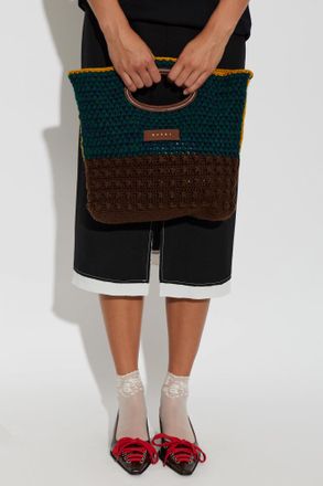 Marni Wool Bag With Logo, Womens, Brown