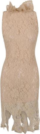 Giuseppe Di Morabito Kanten jurk met sculpturale halslijn - Dames - Feestkleedjes - Beige - S - Kleedjes