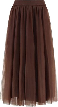 Fabiana Filippi Gonna midi plissettata in tulle - Marrone