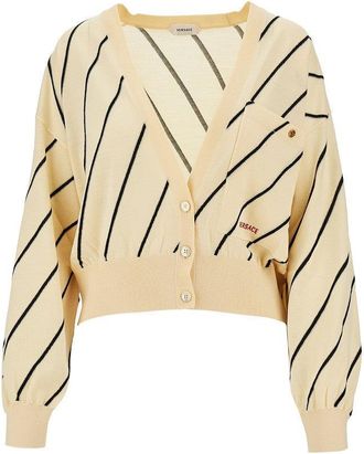 Versace Knitted cardigan with logo embroidery Woman 38